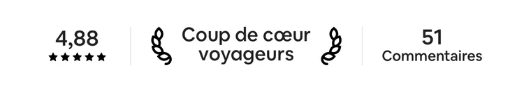 Annonce Airbnb notée 4,88 sur 5, Coup de cœur voyageurs, 51 commentaires
