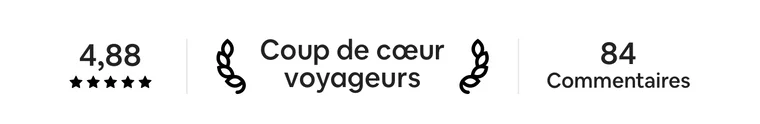 Annonce Airbnb notée 4,88 sur 5, Coup de cœur voyageurs, 84 commentaires