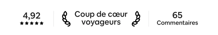 Annonce Airbnb notée 4,92 sur 5, Coup de cœur voyageurs, 65 commentaires